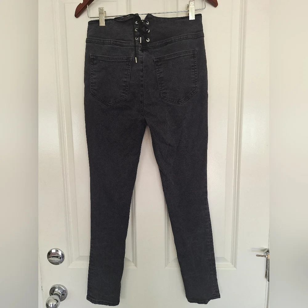Rag & Bone Penton Pant in Black skinny jeans Snap buttoned frontal flap size 27 - Picture 2 of 7